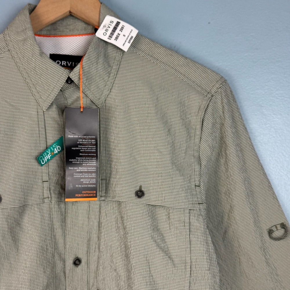NEW Orvis Open Air Caster Mens Small Green Performance Long Sleeve Fishing Shirt